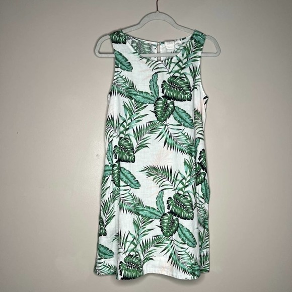 C&C California Californialinen Dress Palm Leaf Tropical Vacation Linen Summer XS - Picture 3 of 13